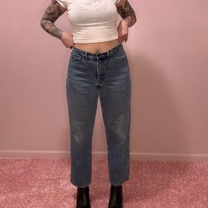 Vintage 90s Eddie Bauer flannel lined light wash jeans size 32x30